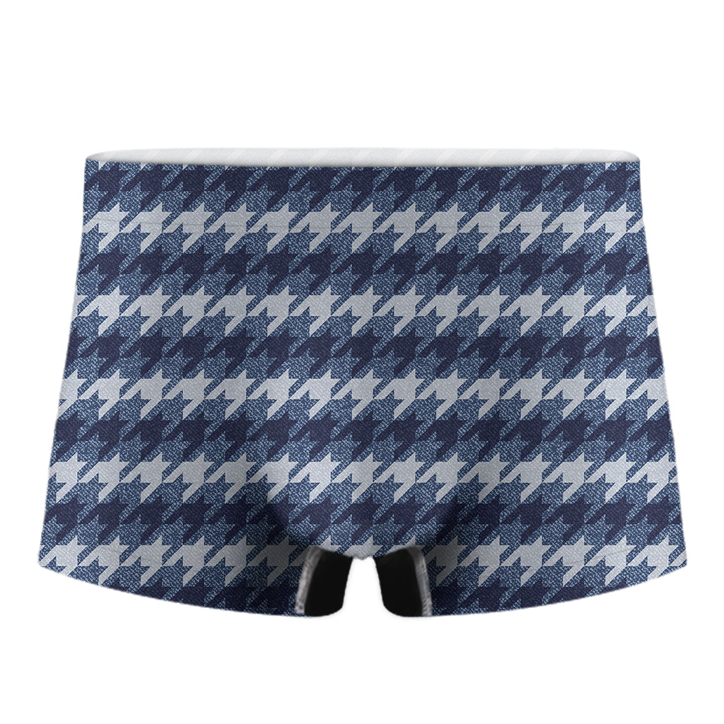 Denim Houndstooth Pattern Print Men's Boxer Briefs