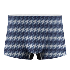 Denim Houndstooth Pattern Print Men's Boxer Briefs