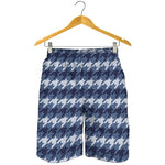 Denim Houndstooth Pattern Print Men's Shorts