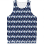 Denim Houndstooth Pattern Print Men's Tank Top