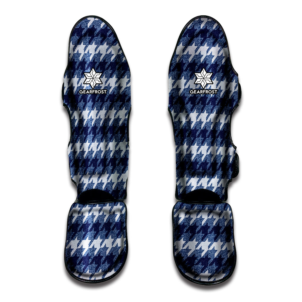 Denim Houndstooth Pattern Print Muay Thai Shin Guard