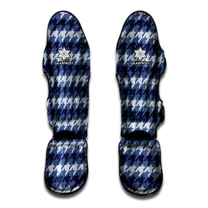 Denim Houndstooth Pattern Print Muay Thai Shin Guard