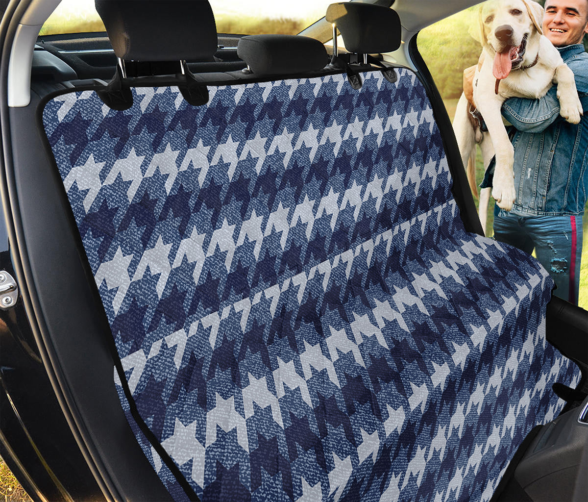 Denim Houndstooth Pattern Print Pet Car Back Seat Cover