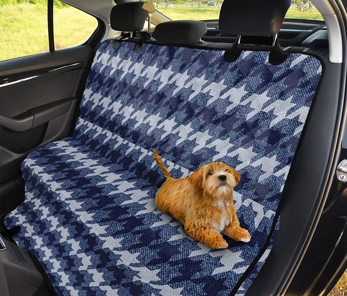 Denim Houndstooth Pattern Print Pet Car Back Seat Cover