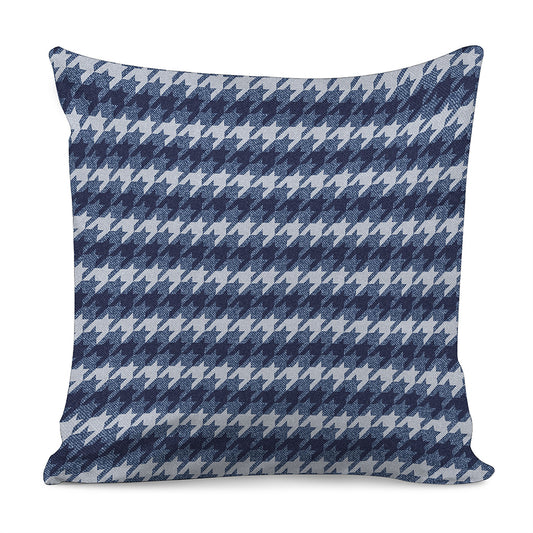 Denim Houndstooth Pattern Print Pillow Cover