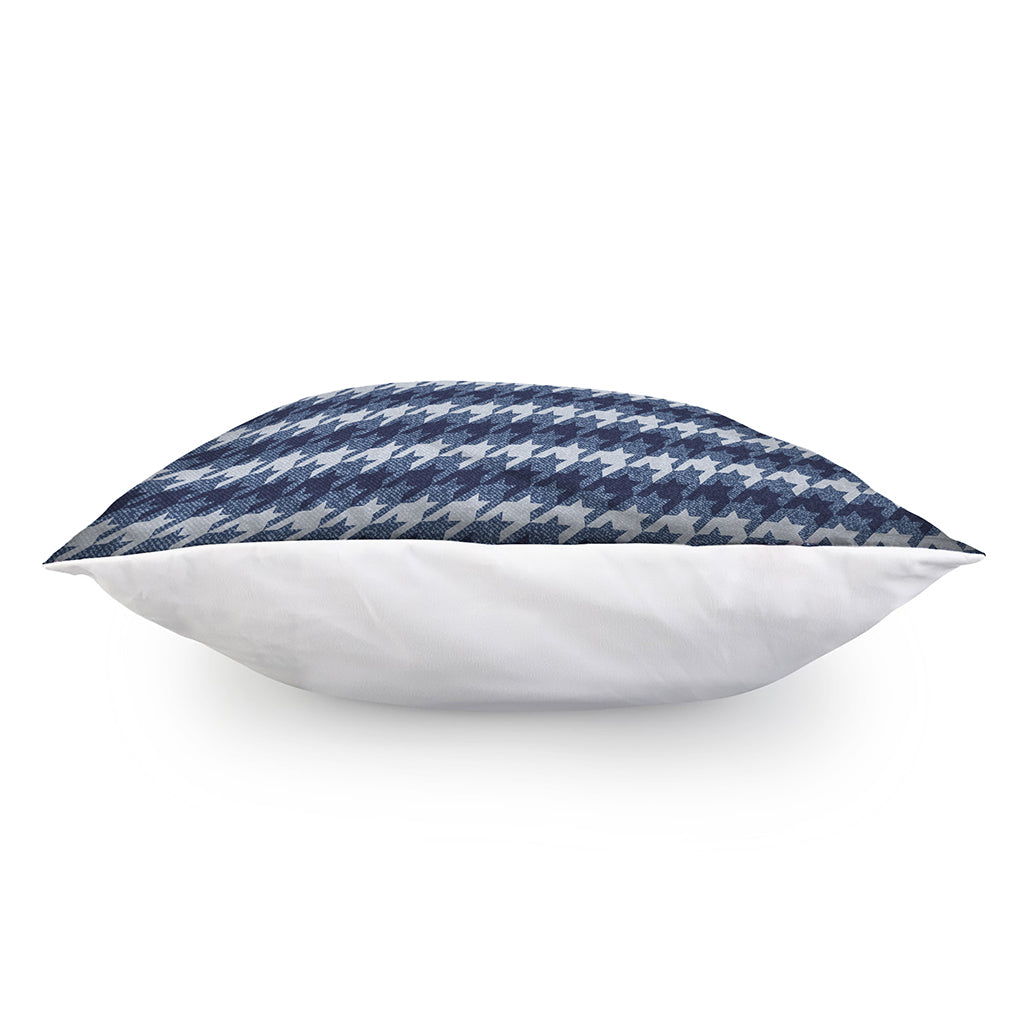 Denim Houndstooth Pattern Print Pillow Cover