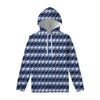 Denim Houndstooth Pattern Print Pullover Hoodie