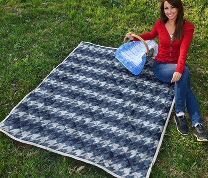 Denim Houndstooth Pattern Print Quilt