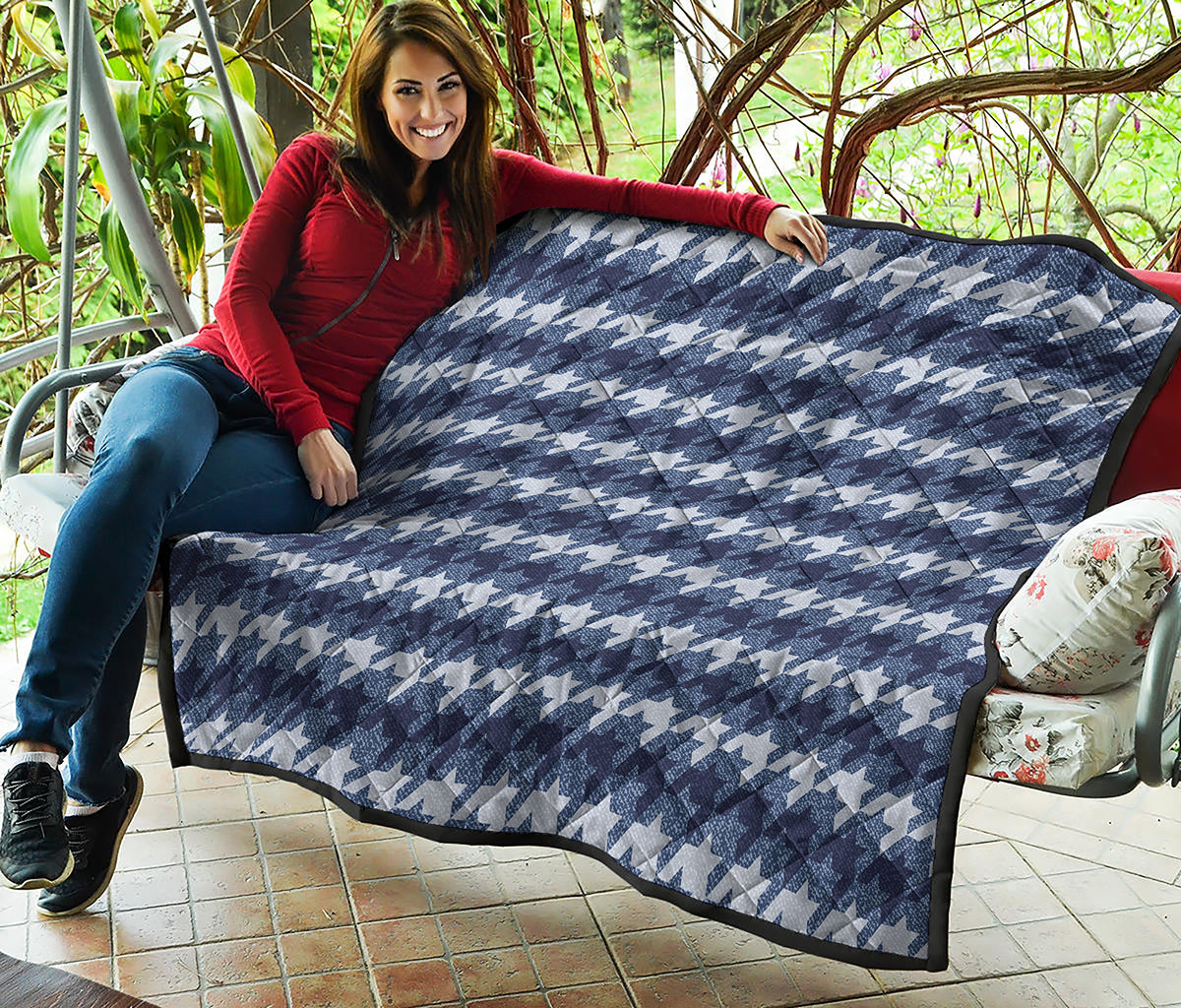 Denim Houndstooth Pattern Print Quilt