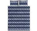 Denim Houndstooth Pattern Print Quilt Bed Set