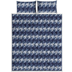 Denim Houndstooth Pattern Print Quilt Bed Set