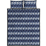 Denim Houndstooth Pattern Print Quilt Bed Set