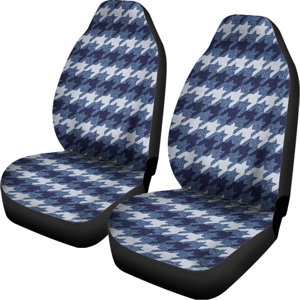 Denim Houndstooth Pattern Print Universal Fit Car Seat Covers