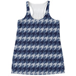 Denim Houndstooth Pattern Print Women's Racerback Tank Top