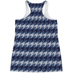 Denim Houndstooth Pattern Print Women's Racerback Tank Top