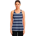 Denim Houndstooth Pattern Print Women's Racerback Tank Top