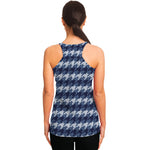 Denim Houndstooth Pattern Print Women's Racerback Tank Top