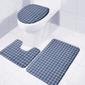 Denim Tattersall Pattern Print 3 Piece Bath Mat Set