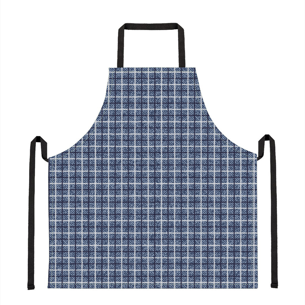 Denim Tattersall Pattern Print Apron