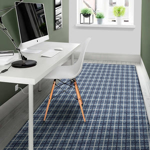 Denim Tattersall Pattern Print Area Rug