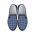 Denim Tattersall Pattern Print Black Slip On Shoes