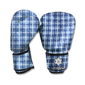 Denim Tattersall Pattern Print Boxing Gloves