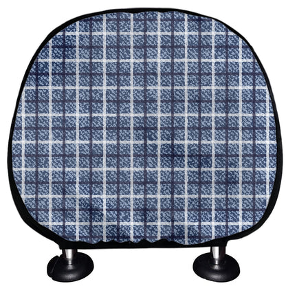Denim Tattersall Pattern Print Car Headrest Covers