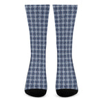 Denim Tattersall Pattern Print Crew Socks