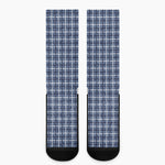 Denim Tattersall Pattern Print Crew Socks