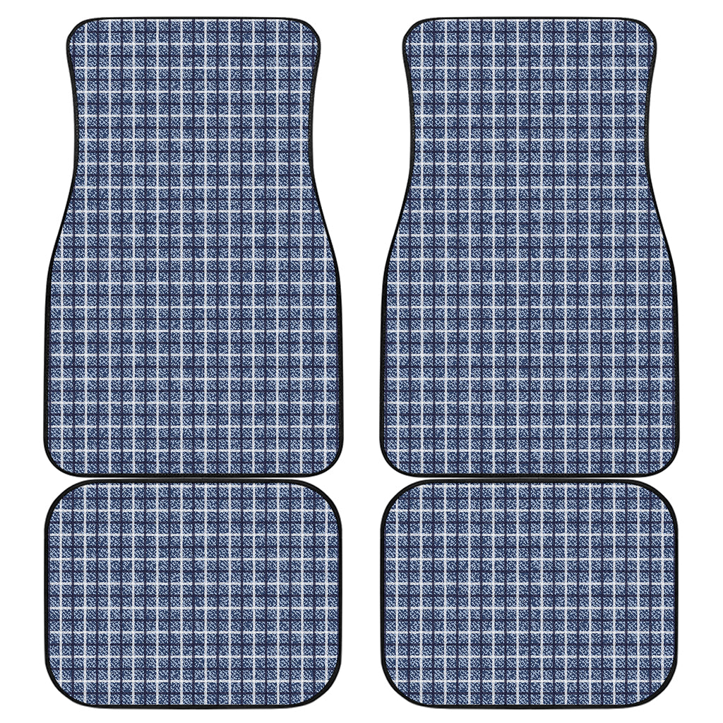 Denim Tattersall Pattern Print Front and Back Car Floor Mats