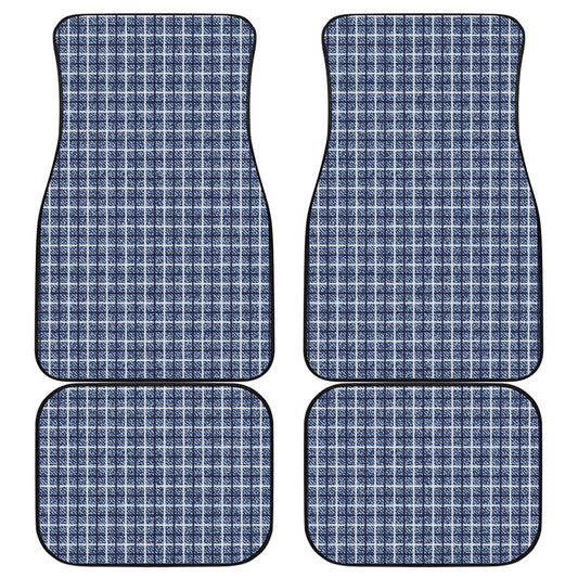 Denim Tattersall Pattern Print Front and Back Car Floor Mats