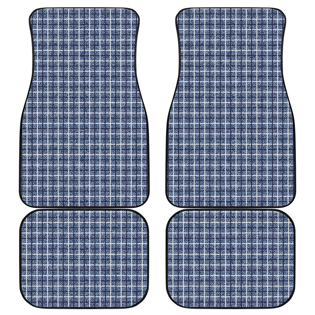 Denim Tattersall Pattern Print Front and Back Car Floor Mats