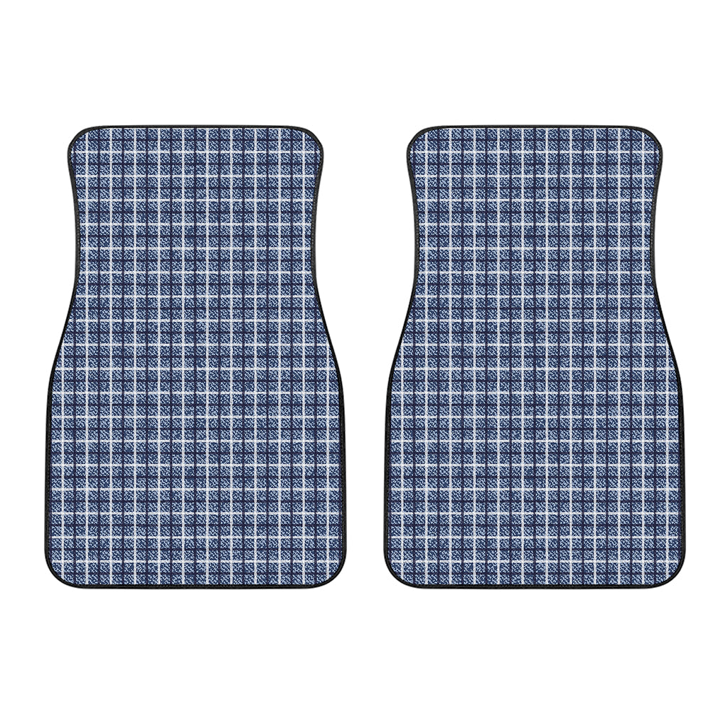 Denim Tattersall Pattern Print Front Car Floor Mats