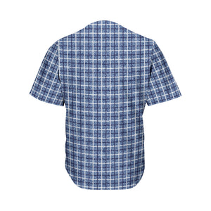 Denim Tattersall Pattern Print Men's Baseball Jersey