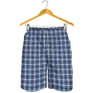 Denim Tattersall Pattern Print Men's Shorts