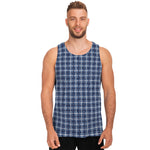 Denim Tattersall Pattern Print Men's Tank Top