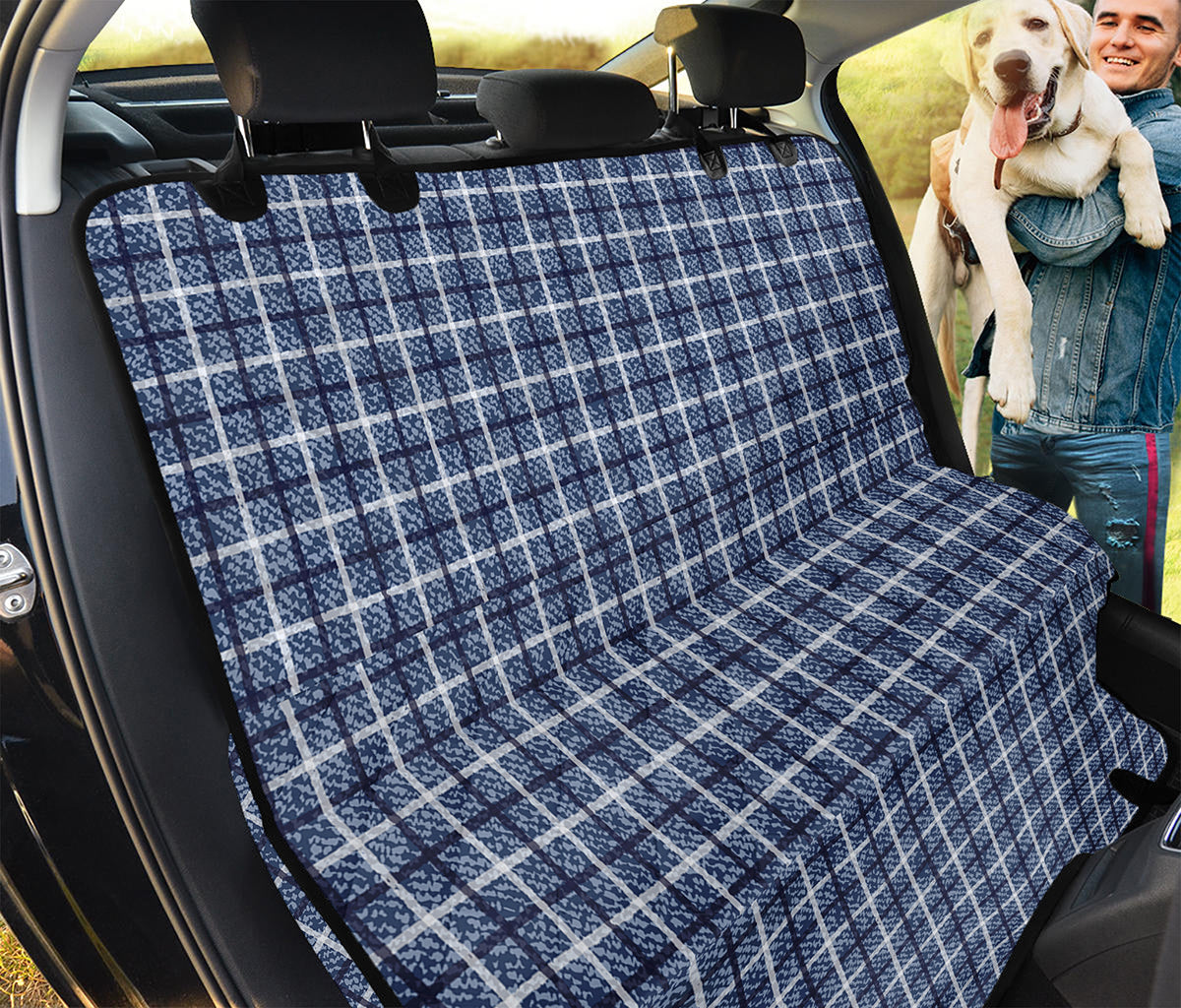 Denim Tattersall Pattern Print Pet Car Back Seat Cover