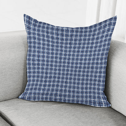 Denim Tattersall Pattern Print Pillow Cover