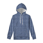 Denim Tattersall Pattern Print Pullover Hoodie