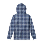 Denim Tattersall Pattern Print Pullover Hoodie