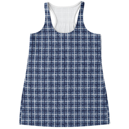 Denim Tattersall Pattern Print Women's Racerback Tank Top