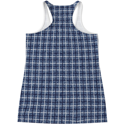 Denim Tattersall Pattern Print Women's Racerback Tank Top
