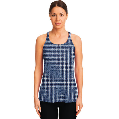Denim Tattersall Pattern Print Women's Racerback Tank Top