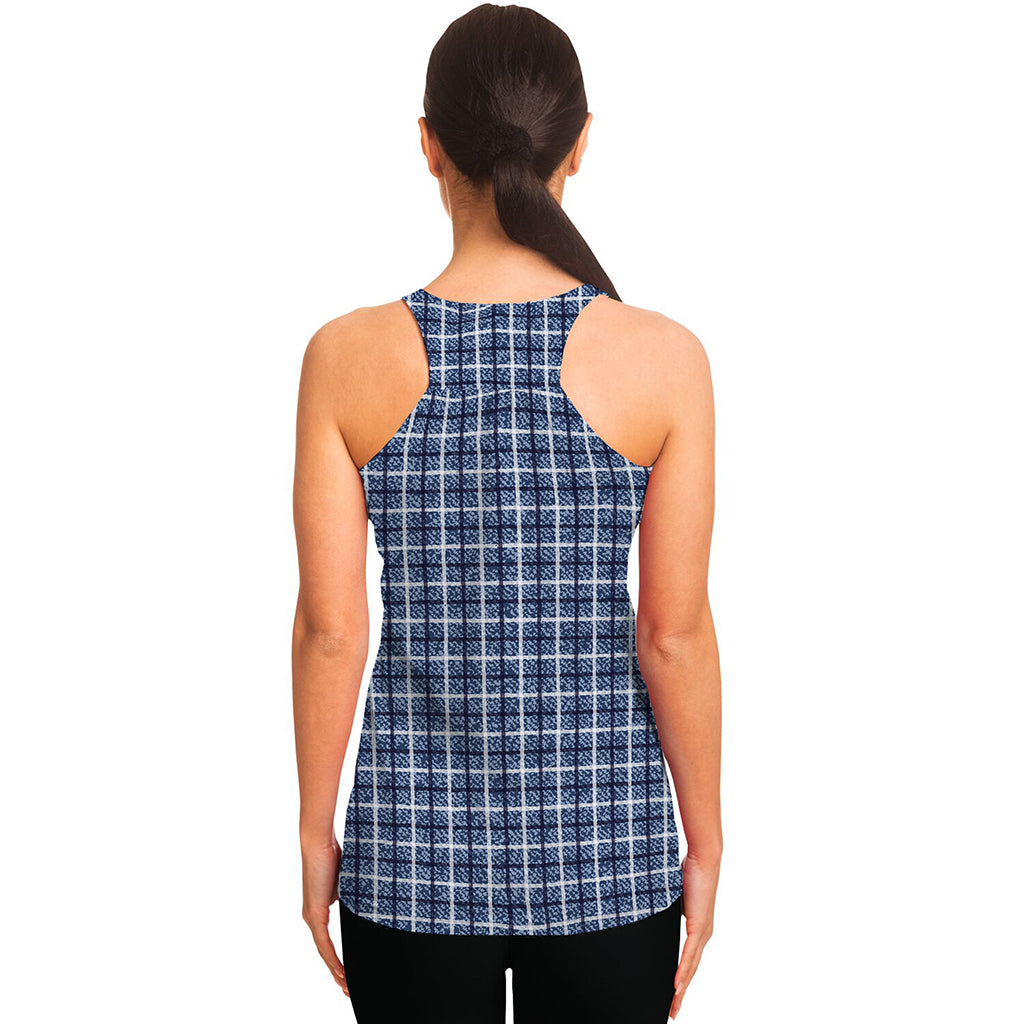 Denim Tattersall Pattern Print Women's Racerback Tank Top