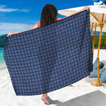Denim Windowpane Pattern Print Beach Sarong Wrap