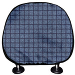Denim Windowpane Pattern Print Car Headrest Covers