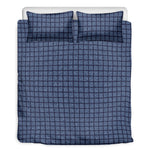 Denim Windowpane Pattern Print Duvet Cover Bedding Set