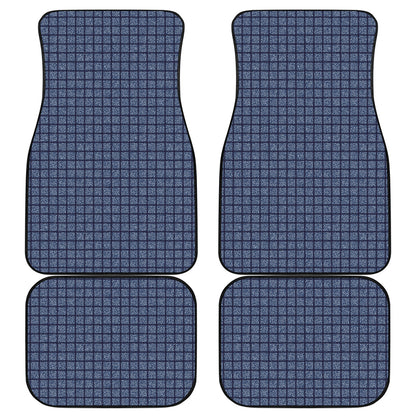 Denim Windowpane Pattern Print Front and Back Car Floor Mats