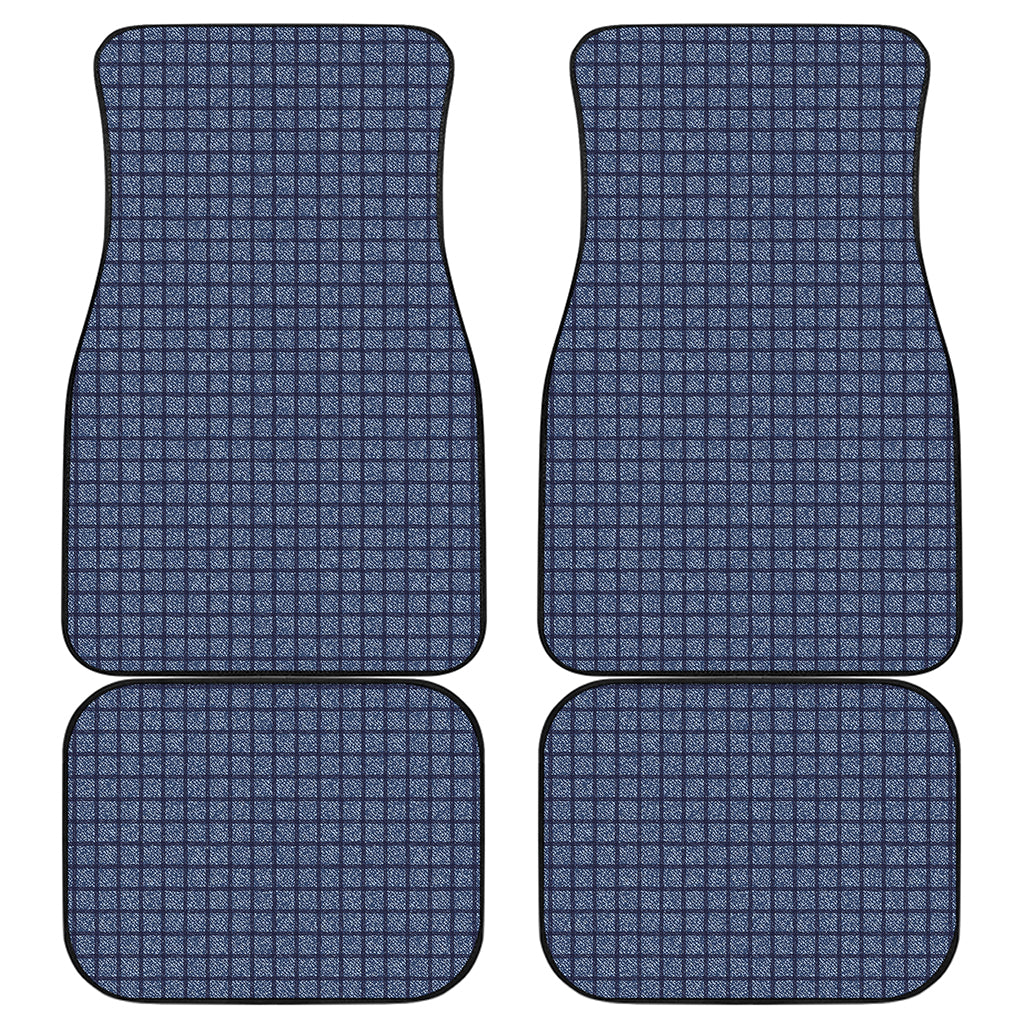 Denim Windowpane Pattern Print Front and Back Car Floor Mats