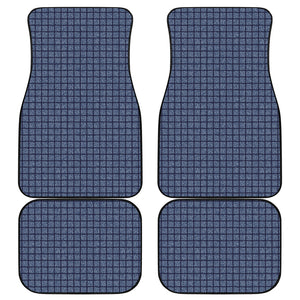 Denim Windowpane Pattern Print Front and Back Car Floor Mats